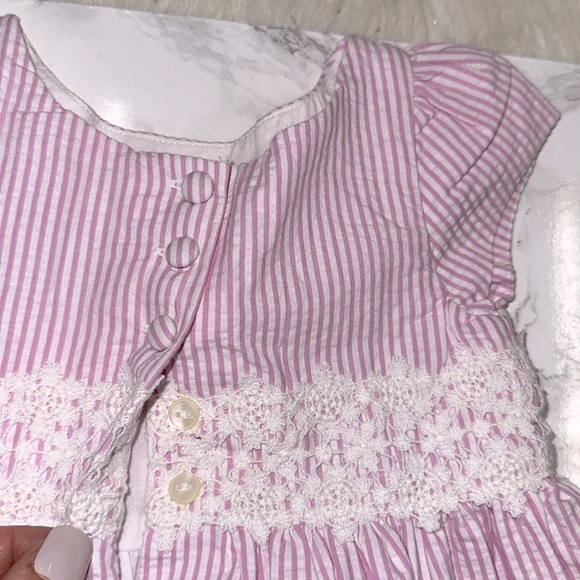 Ralph Lauren Pink Striped seersucker preppy little girls Dress size 9 months - Picture 6 of 7